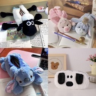 Multifunctional Piglet Pencil / Eeyore / Stitched Pen Bag, Cartoon Large Capacity Pen Case School Of