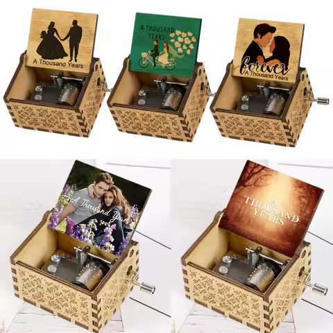 A Thousand Years Melody Popular Wedding BGM Wooden Music Box Famous Movie Hand Operated Movement Lov