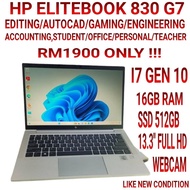 LAPTOP SUPERLAJU HP ELITEBOOK 830 G7 I7 GEN 10,16GB RAM,SSD 512GB NVME LIKE NEW