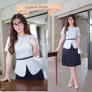 "Romi"Oil" Daphne Dress (Navy) K396 Navy Blue (Pleated Skirt Dress)