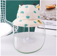 兒童防飛沫漁夫帽【綠色+防護罩（可以拆卸）】#(GTN)