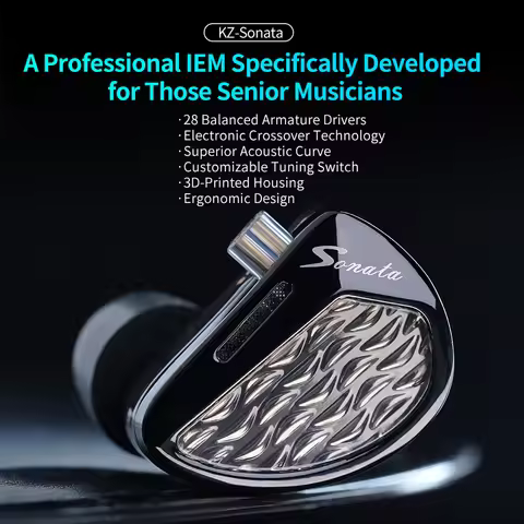 KZ Sonata 14BA 28 Unit In-Ear Balanced Armature Drive Hifi Monitoring Earbuds Electronic Frequency D