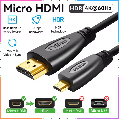 Micro HDMI To HDMI Cable Adapter Male To Male Converter Full HD 1080P 3D 4K HDMI Cable for Camera PC
