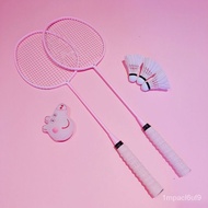 【TikTok】Badminton Racket Carbon Fiber Feather Double Racket Light Control Ball Type Adult Men Women's Durable Badminton