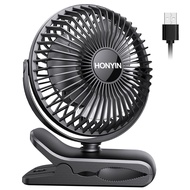HONYIN 720° Rotation Small Desk & Clip on Fan with Sturdy Clamp, 3 Speeds, Quiet Little Personal Coo