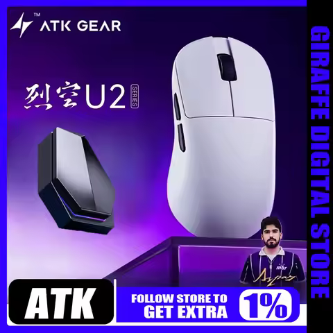 ATK GEAR U2 Bluetooth Mouse Lightweight Paw3950 Paw3395 E-sports Game Dedicated Tri-mode Mouse Ergon