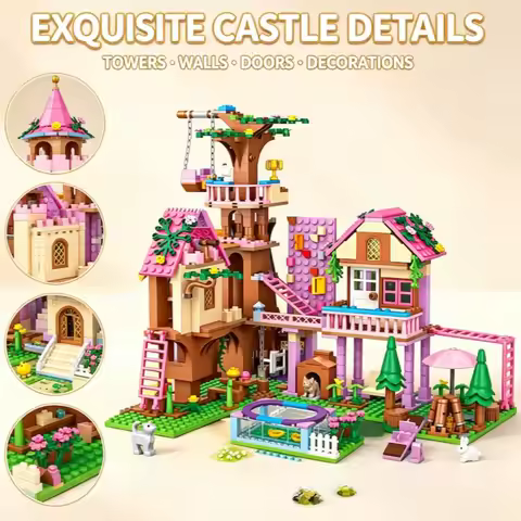Dream City Friendship Tree House Princess Castle Building Blocks Double Layer Adventure Hut Bricks A