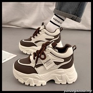 【现货24小时发】2025春内增高厚底老爹鞋女百搭小个子松糕休闲运动鞋增高8CM2025 Spring Height Increase Thick Bottom Dad's Shoes Women's