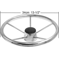5 Spoke Sport Boat Steering Wheel Marine Steering Wheel 13-1/2 " Stainless Steel 25 Degree 34cm Ste