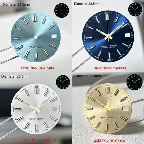 NH35 dial 28.5mm S logo date just s dial rose gold chocolate dial blue luminous fit NH35 automatic m