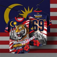 Malaysia 2026 T-shirt.69th Patriotic Tee.full Sublimation Quick Dry Streetwear.independence 31 Augus