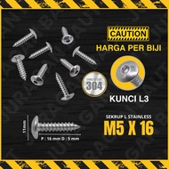 STAINLESS M5 X 15 L KEY SCREW SCREW SCREW SCREW | M5X15 || YAMAHA MIO JUPITER VEGA F1ZR DSB BODY BOL