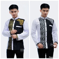 KEMEJA Newest Muslim Koko Shirt For Men 2019 Koko Shirt Embroidery Combination Of Batik Long Sleeve Koko Shirt