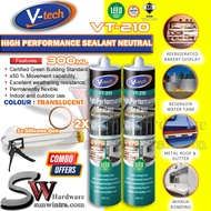 COMBO 2X V-Tech 300ML VT-210 High Performance Sealant 100%Neutral Silicone VT210 + Silicone Gun (Tra