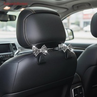 (Takashiflower) Car Headrest Hooks Shiny Rhinestone Bow Ornament 10lbs Load Capacity Universal Auto 