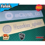 CUSTOM STICKER KERETA /FB/IG/YOUTUBE/TIKTOK/TWITTER/WHATAPPS