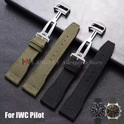 Nylon Canvas Watchband For IWC PILOT Portugal Fabric 20mm 21mm 22mm Leather Watch Strap for Jaeger L