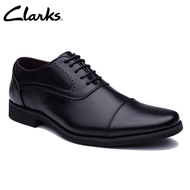 Clarks_Mens Dress Tilden Cap รองเท้าหนังสีดำรองเท้าเดินลูกไม้