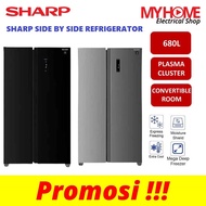 (KL &amp; SELANGOR ONLY) SHARP SJXP6822MS / SJXP6822GK 680L Side By Side Inverter Fridge Plasmacluster Peti Sejuk 冰箱