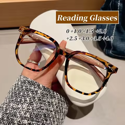 Vintage Square Reading Glasses Women Wooden Legs Far-sighted Eyewear Unisex Plus Diopter Prescriptio