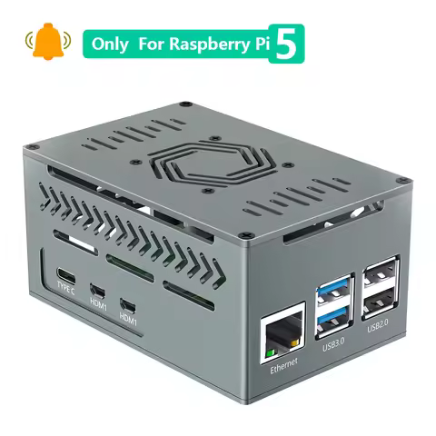 Aluminum Case for Raspberry Pi 5 with 4010 PWM Fan and Copper Heatsinks for Raspberry Pi 5
