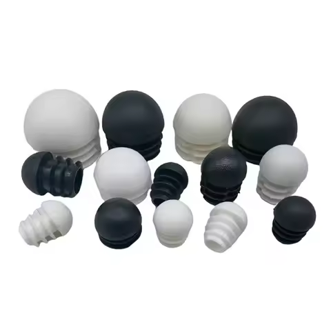Plastic Chair Feet Tube Inserts Domed Round End Caps Black White 16-50mm 2/4/10pc