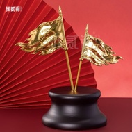 Two Copper Guan Gongling Flag War Flag Magic Tool Back Flag Holding Horse Buddha Statue Alloy Access
