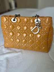 Preloved Dior Cannage Patent Leather Small Lady Dior Tote