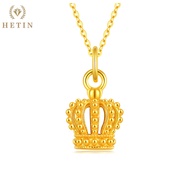 【HETIN】Gold Necklace 999 Pure Gold Crown Pendant HETIN “Noble”Series