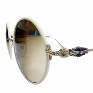 成色極佳 ▼ CHROME HEARTS OVARYEASY 925 花卉鏡腳圓形漸變鏡片太陽眼鏡 白金鏡片：ブラウン日本製造 總重量 28.93克 男士