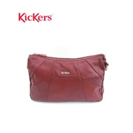 KICKERS Men's 78609B-Maroon Leather Crossbody Sling Bag