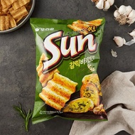 Orion Sun Corn Chips 70g - Garlic Baguette Flavor Wavy Crisps