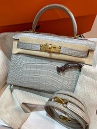 Hermes mini Kelly 2 珍珠灰鱷魚🐊