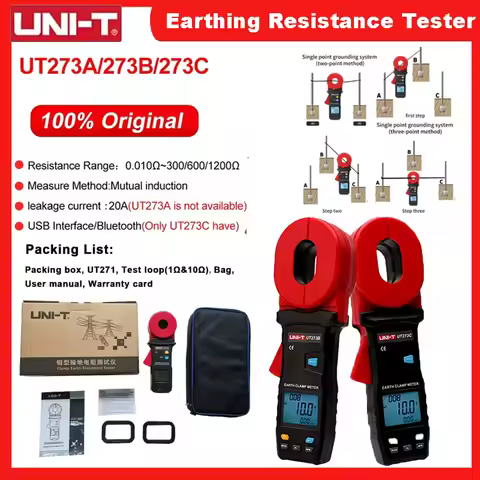 UNI-T UT271A/B/C Grounding Resistance Tester Earth Clamp Meter Ohm Electric Earth Professional Groun