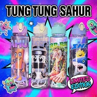 900ml Children's Drinking Bottle Plastic Straw Mug, Coffee Assassin with Lanyard Tung Tung Sahur Wat