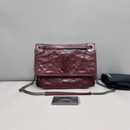 Saint Laurent YSL Niki中號 酒紅色全皮郵差包