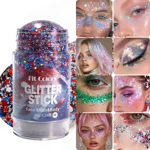 Sparkling Sequins Glitter Gel Stick 8 Colors Sequin Body Glitter Cosmetic Stick Hair Glitter Stick F