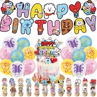 RA  BTS Bangtan Boys Birthday themed party decorations kids banner balloon cake toppers AR