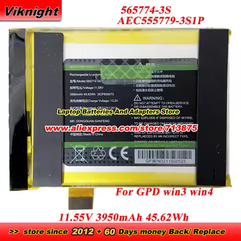 Genuine 565774-3S AEC555779-3S1P Battery 11.55V 3950mAh 45.62Wh For GPD win3 win4 G1618-03 G1618-04 