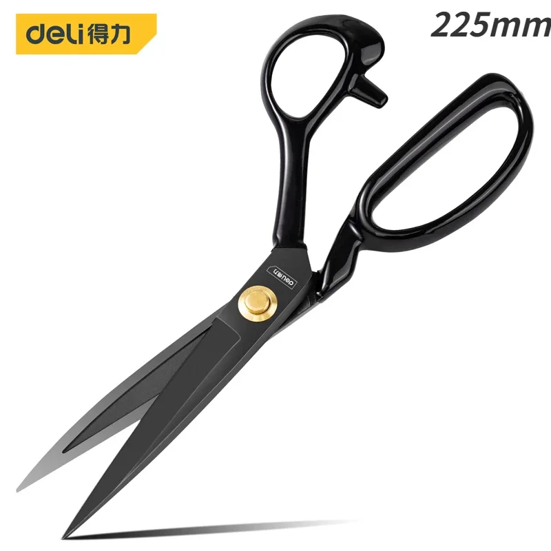 deli | 1Pcs 9/10/11/12 Inch Black Tailor Scissors Tailors Shears for Paper Leather Clothing Multifun