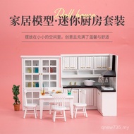 Dollhouse Dining Table Chair Miniature Cooking Table Food Toys Kitchen Set Cabinet 112: Doll House P