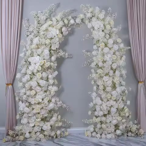 2.3M Artificial White Phalaenopsis Horn Flower Arrangement Elegant Wedding Event Stage Decor