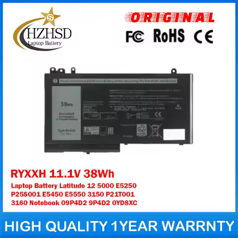 RYXXH 11.1V 38Wh Genuine Original Laptop Battery For Dell Latitude 12 5000 E5250 P25S001 E5450 E5550