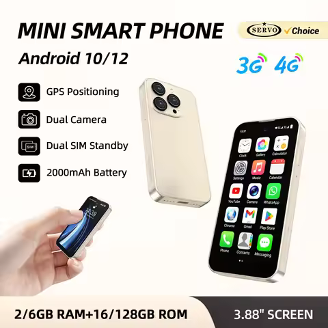 SERVO Ultra Mini Pocket Android Smartphone 3.88" HD Screen 4G 3G Dual SIM Face Unlock 6GB+128GB 2GB+