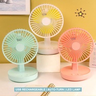 SW_ Portable Mini Table Fan LED Night Light With USB Charging Rechargeable Desktop Fan For Office