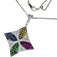 Pre-owned Color's necklace featuring 1.09ct multicolored sapphires and 0.69ct diamonds in 18K white 