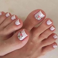 Natural Beatiful Flowers Pattern Fake Toenails Foot Fake Nails F055