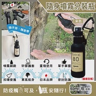 日本SLOWER-戶外防疫密封防漏酒精噴霧隨身瓶(矽膠護套附扣環- 50ml/瓶)可分裝乾洗手,防蚊液,消毒液 米色