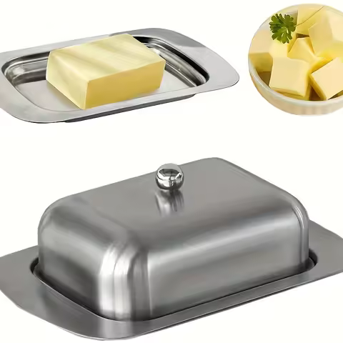 1PC Stainless Steel Butter Dish with Lid Handle Cover Design, Solid Cheese/Butter Container with Cov