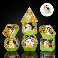 Cusdie 7-Die DND Dice, Polyhedral Dice Set Filled with Animal, for Role Playing Game D&D Dice (Rabbi